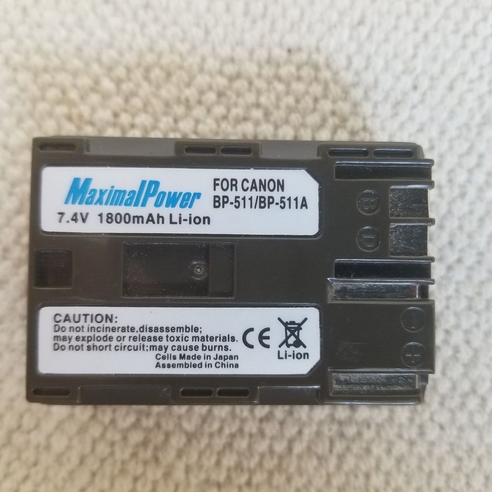 MaximalPower Replacement Camera Battery 7.4V for‎ Canon BP-511 and BP511A